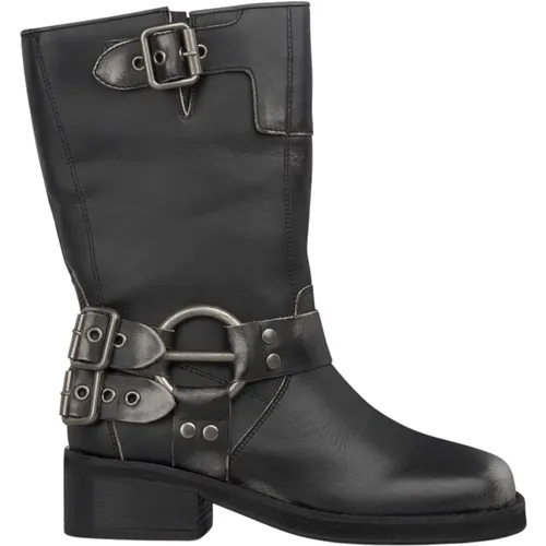 Damen Bikerstiefel mit Schnallen , Damen, Größe: 38 EU - Alma en Pena - Modalova