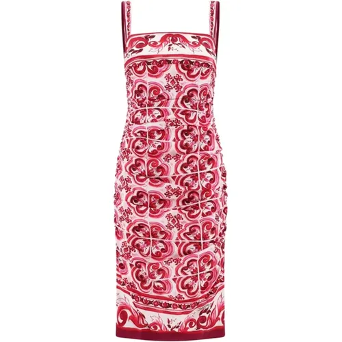 Silk Dress with Back Vent , female, Sizes: S - Dolce & Gabbana - Modalova