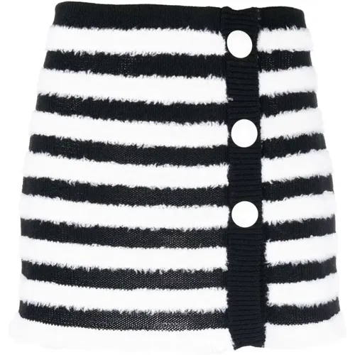 Striped Wool Skirt in , female, Sizes: M, L, S - Balmain - Modalova