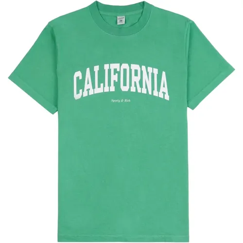 Grünes California T-Shirt , Damen, Größe: S - Sporty & Rich - Modalova