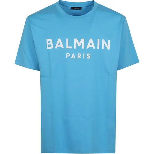 Blau Stilvolles T-Shirt für Männer - Balmain - Modalova