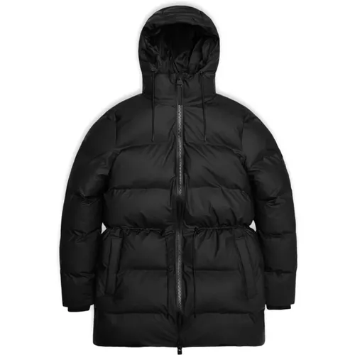 Wasserdichte Schwarze Puffer Parka , Damen, Größe: S - Rains - Modalova