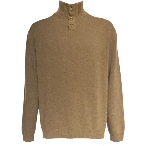 Mock Neck Sweater in Taupe , Herren, Größe: 3XL - Daniele Fiesoli - Modalova