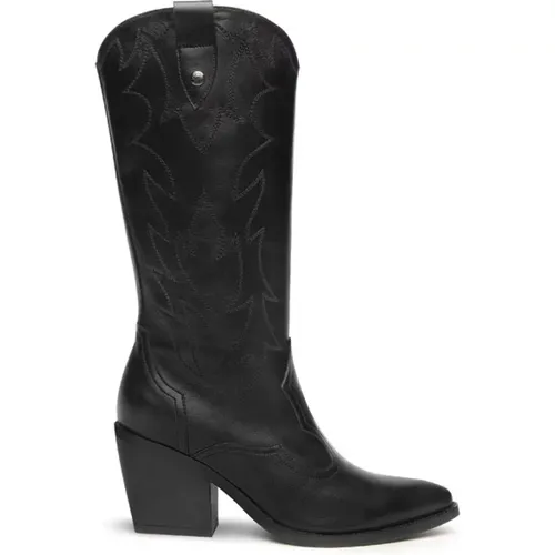 Leather Texan Style Boot , female, Sizes: 8 UK - Nerogiardini - Modalova