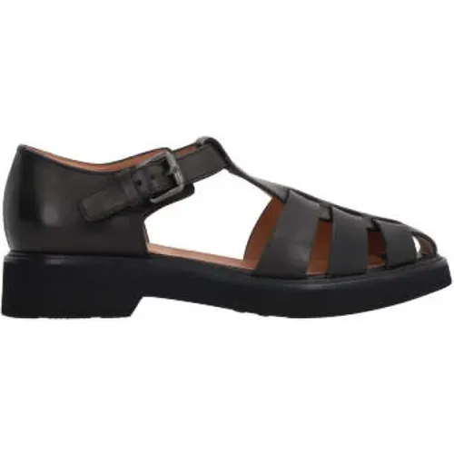 Leather Flat Sandals with Adjustable Ankle Strap , female, Sizes: 5 UK - Church's - Modalova