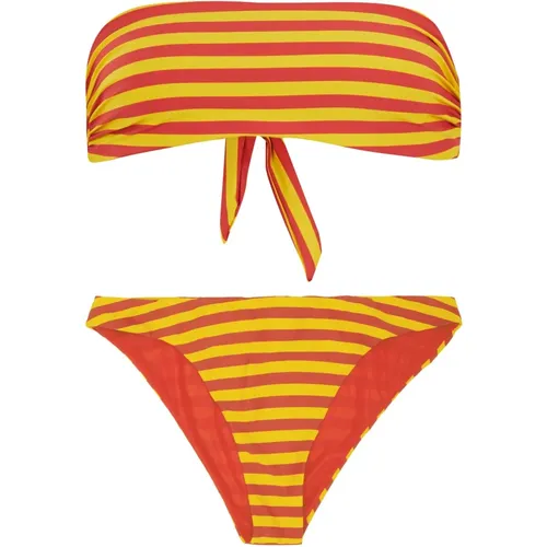 Gestreiftes Bandeau-Bikini-Oberteil , Damen, Größe: XS - Gallo - Modalova