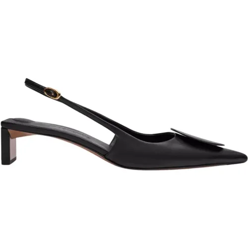 Schwarze Leder Slingback Schuhe , Damen, Größe: 37 EU - Jacquemus - Modalova