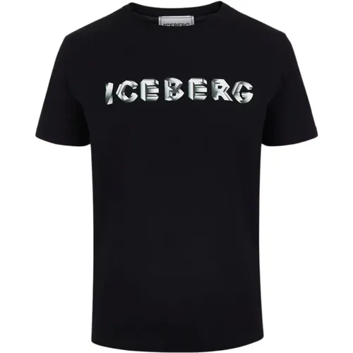 Großes Branding Schwarzes 3D-Logo , Herren, Größe: 2XL - Iceberg - Modalova