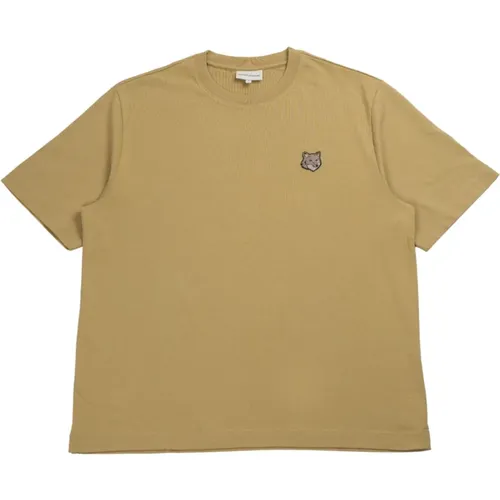 Fox Head Oversize T-shirt with Cotton Patch , male, Sizes: XL, L, M - Maison Kitsuné - Modalova