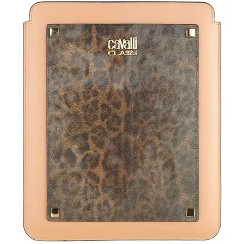 Leopard Print Calfskin Tablet Case , female, Sizes: ONE SIZE - Cavalli Class - Modalova