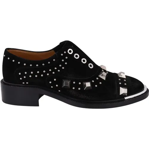 Women slipon derby shoes in balck suede leather with silver studs , female, Sizes: 4 UK, 3 1/2 UK, 3 UK - Barbara Bui - Modalova