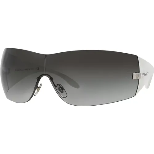 Weiße/Grau Getönte Sonnenbrille , unisex, Größe: 41 MM - Versace - Modalova