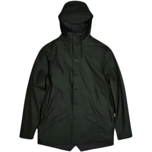 Grüne Regenjacke Unisex minimalistischer Stil , Herren, Größe: XS - Rains - Modalova