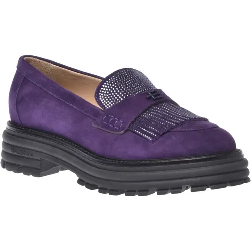 Loafers in violet suede , female, Sizes: 5 UK, 4 UK, 8 UK, 6 UK, 6 1/2 UK, 3 UK - Baldinini - Modalova