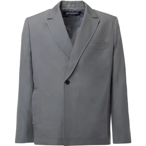 Grey Single-Breasted Jacket , male, Sizes: XS - Jacquemus - Modalova