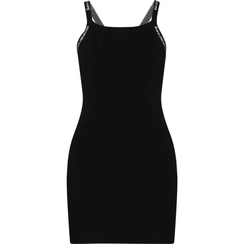 Kleid mit Logo-Jacquard-Besatz , Damen, Größe: S - alexander wang - Modalova