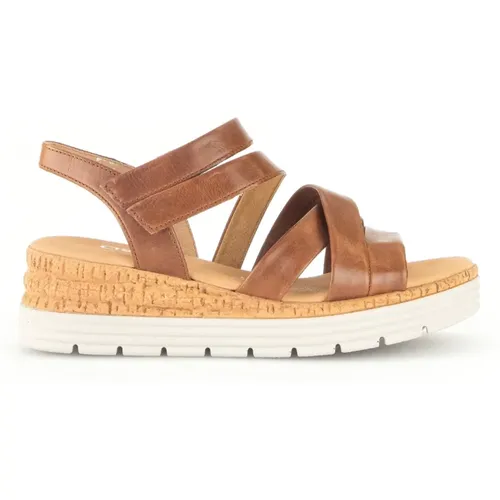 Cognac Leder Multi-Riemen Sandalen , Damen, Größe: 37 1/2 EU - Gabor - Modalova