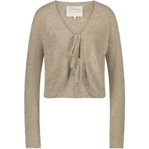 Gold Glitter V-Neck Cardigan , female, Sizes: XS, M, S, L - Fabienne Chapot - Modalova