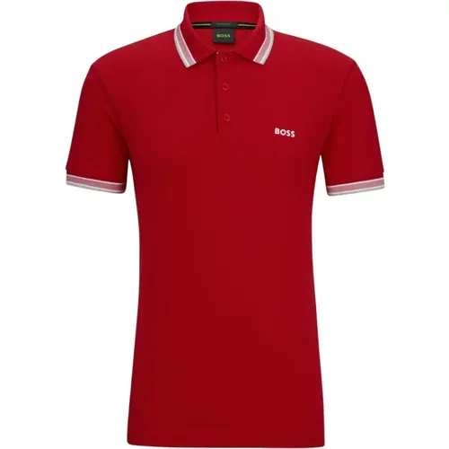Herren Polo mit Details und Kontrast-Logo Modell 50469055 Paddy Farbe Rot - Hugo Boss - Modalova