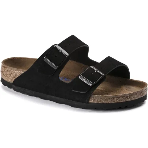 Schwarze Lederslider für moderne Frau , Damen, Größe: 38 EU - Birkenstock - Modalova