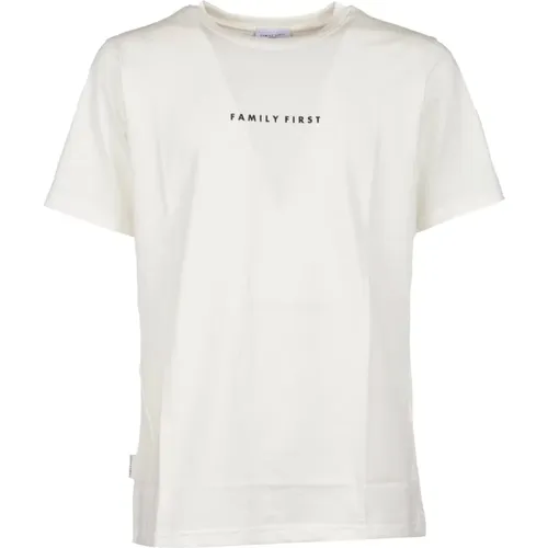 Schwarz/Weißes Logo Print T-Shirt , Herren, Größe: M - Family First - Modalova