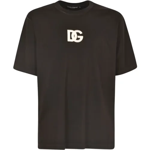 Schwarzes T-Shirt mit Logo-Print für Herren - Dolce & Gabbana - Modalova