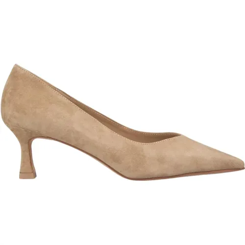 Pointed Toe Mid-Heeled Leather Shoe , female, Sizes: 3 UK - Alma en Pena - Modalova