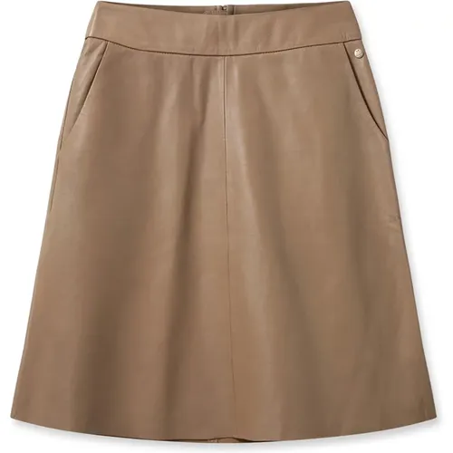 Soft Leather Skirt with Side Pockets , female, Sizes: M - MOS MOSH - Modalova