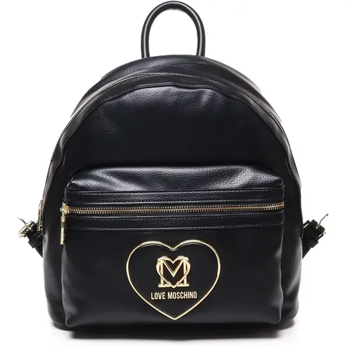 Leather Backpack with Zip Closure , female, Sizes: ONE SIZE - Love Moschino - Modalova