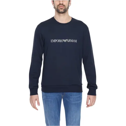 Printed Round Neck Sweatshirt with Long Sleeves , male, Sizes: XL, L, M, S - Emporio Armani - Modalova