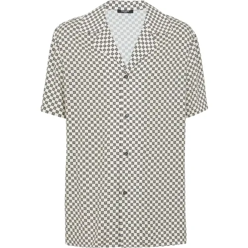 Hemd mit Mini-Monogramm,Graues Mini Monogramm Pyjama Hemd,Mini Monogram Bowling Hemd - Balmain - Modalova