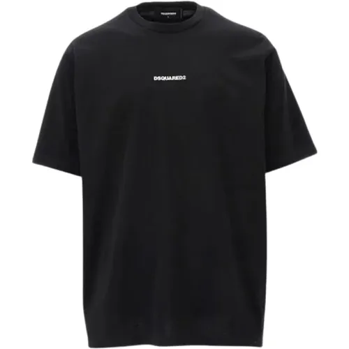 Schwarzes Baumwoll-T-Shirt , Herren, Größe: M - Dsquared2 - Modalova