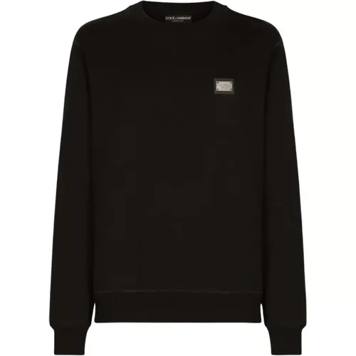 Logo Plaque Crew Neck Sweater , male, Sizes: 2XL, M, L, XL - Dolce & Gabbana - Modalova