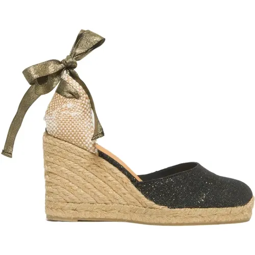 Glittered Linen Wedge Heels , female, Sizes: 5 UK, 7 UK, 6 UK - Castañer - Modalova