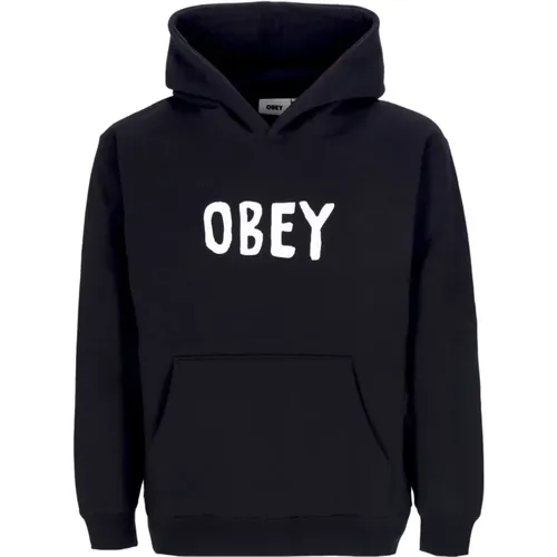 Premium Kapuzen-Fleece-Schwarz Herren Hoodie , Herren, Größe: L - Obey - Modalova