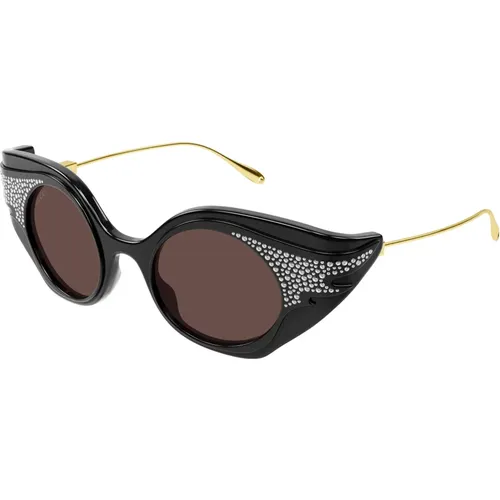 Gold/Grey Sunglasses , female, Sizes: 45 MM - Gucci - Modalova
