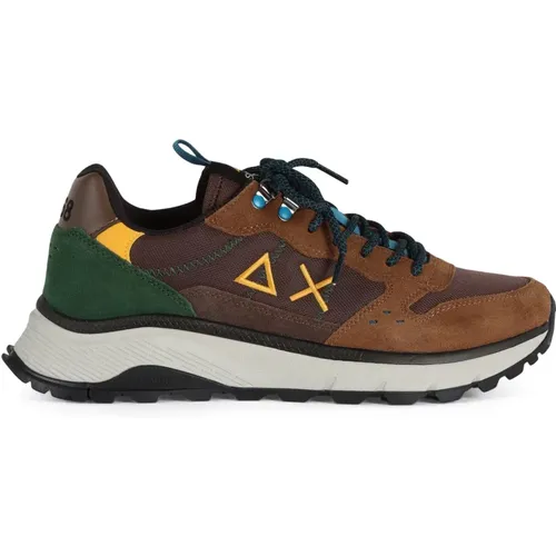 Leather and Fabric Sneakers for Camping , male, Sizes: 10 UK, 11 UK, 6 UK, 8 UK, 9 UK, 7 UK - Sun68 - Modalova