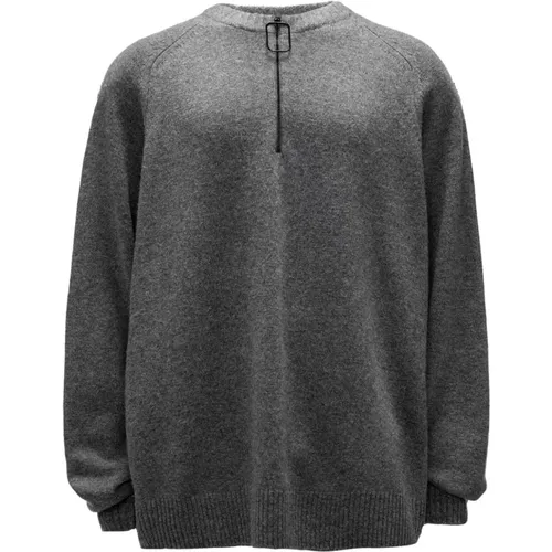 Grey Merino Wool Knit Sweater , male, Sizes: S, L - JW Anderson - Modalova