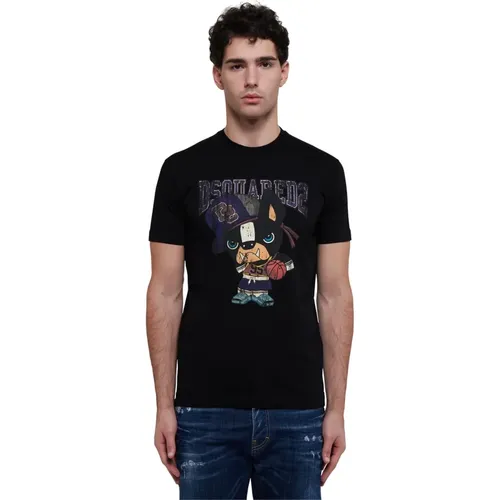 T-Shirt with Front Print , male, Sizes: S - Dsquared2 - Modalova