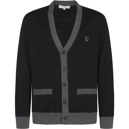 Bold Fox Head Patch Cardigan Sweater , male, Sizes: M, S, XL, L - Maison Kitsuné - Modalova