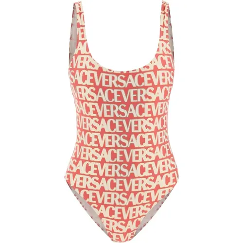 Einteiliger Badeanzug mit Metallic-verziertem Allover-Print , Damen, Größe: S - Versace - Modalova