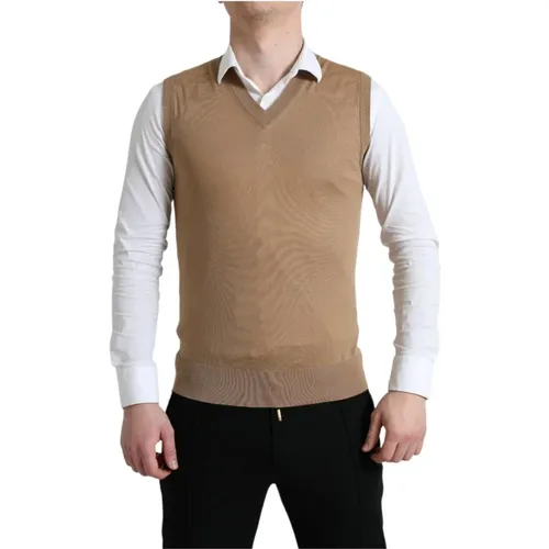 V-Neck Wool Sweater , male, Sizes: M - Dolce & Gabbana - Modalova