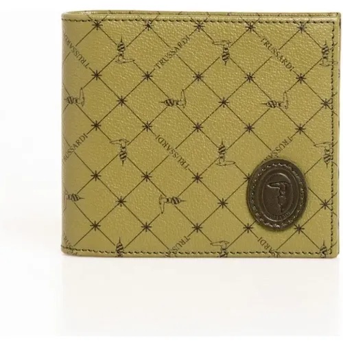 Monogram Leather Wallet with 70s Print , male, Sizes: ONE SIZE - Trussardi - Modalova