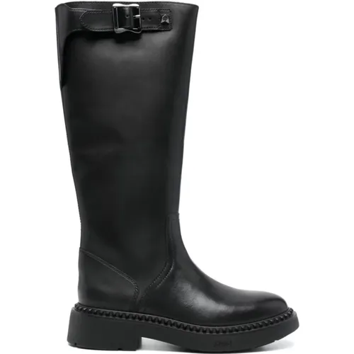 Schwarze Leder Schnallen-Stiefel , Damen, Größe: 36 EU - Ash - Modalova