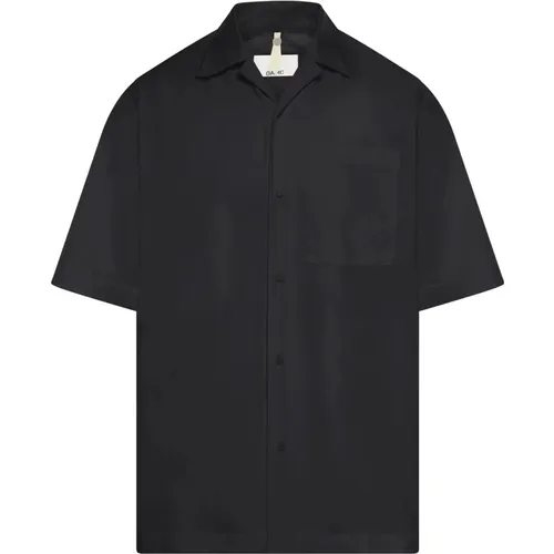 Schwarzes Baumwollhemd mit gesticktem Logo , Herren, Größe: 2XL - Oamc - Modalova