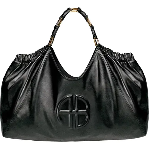 Elegant Leather Handbag with Gold Details , female, Sizes: ONE SIZE - Anine Bing - Modalova