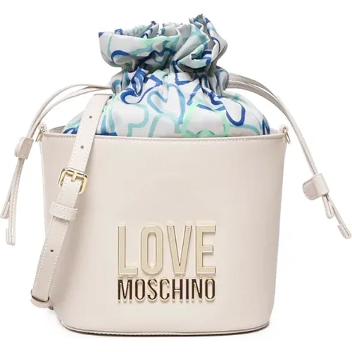 Bucket Style Tasche mit Perlentextur , Damen, Größe: ONE Size - Love Moschino - Modalova