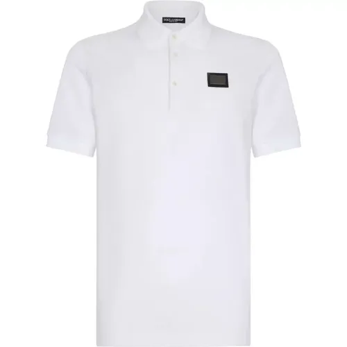 Weißes Piqué Polo Shirt , Herren, Größe: XL - Dolce & Gabbana - Modalova