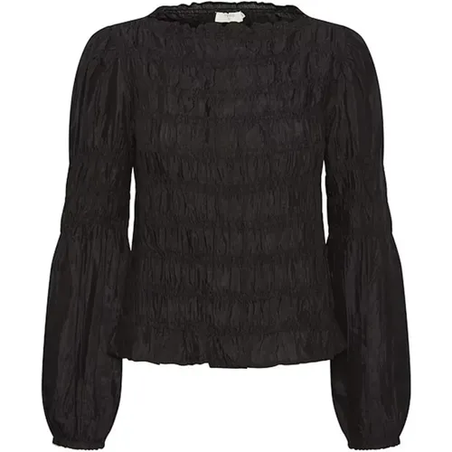 Feminine Smock Blouse in Pitch Black , female, Sizes: 3XL, XL, S, 2XL, L, M, XS - Cream - Modalova