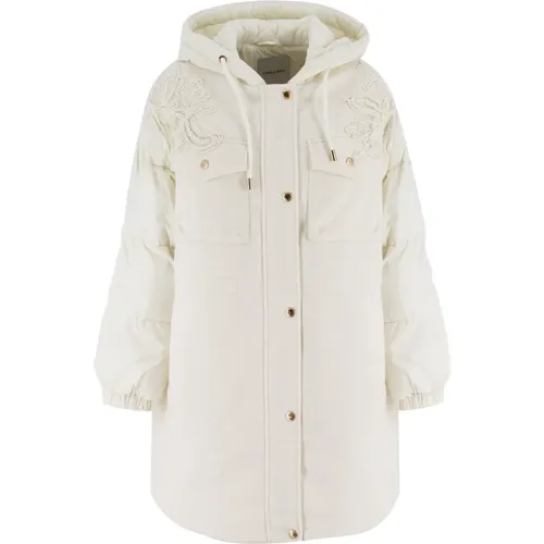 Floral Applique Bi-Material Parka , female, Sizes: S - Ermanno Scervino - Modalova